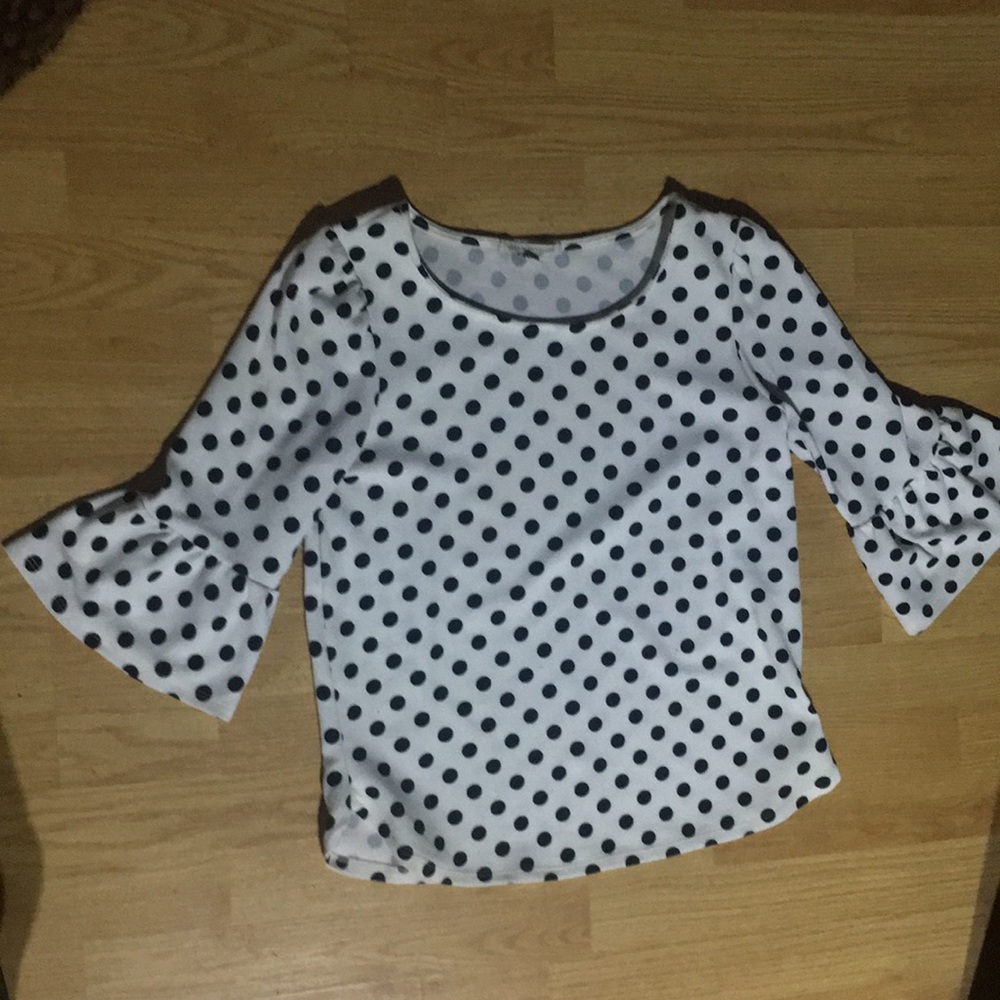 Navy and White soft stretchy Polka dot top